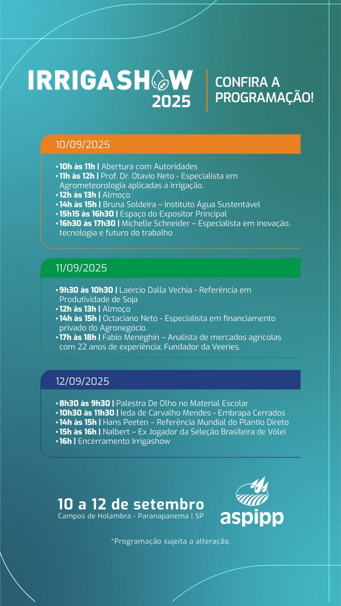 Programação irrigashow 2025